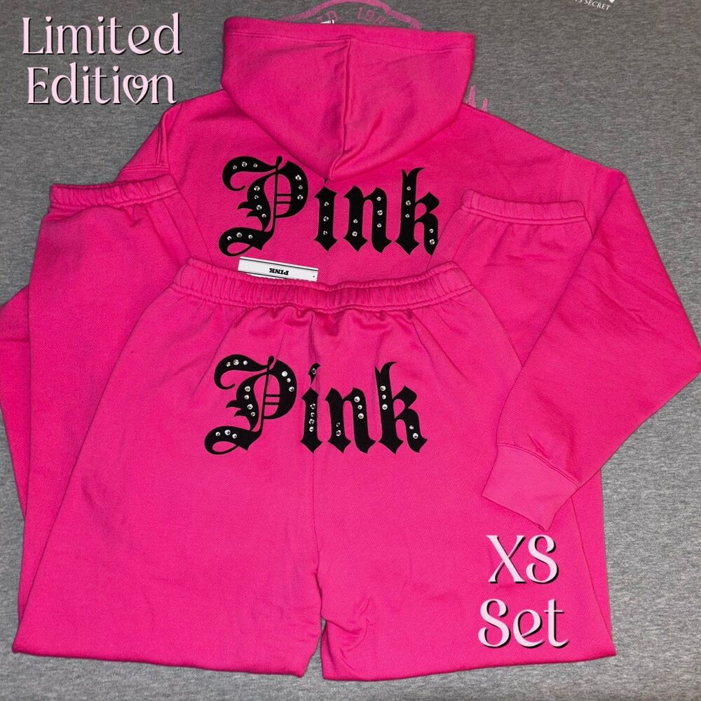 VS PINK Limited Edition Rhinestone Bling Halloween Old English Hoodie & Sweats